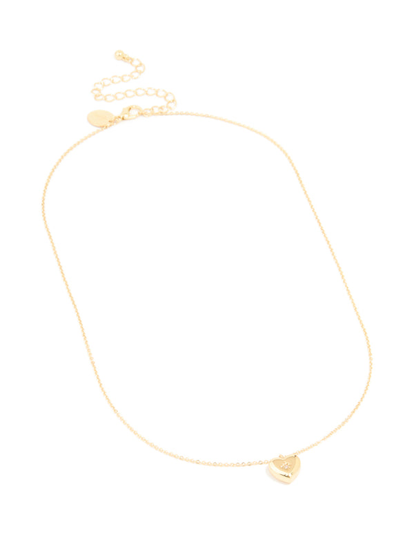 Gold Plated Cubic Zirconia Heart Necklace