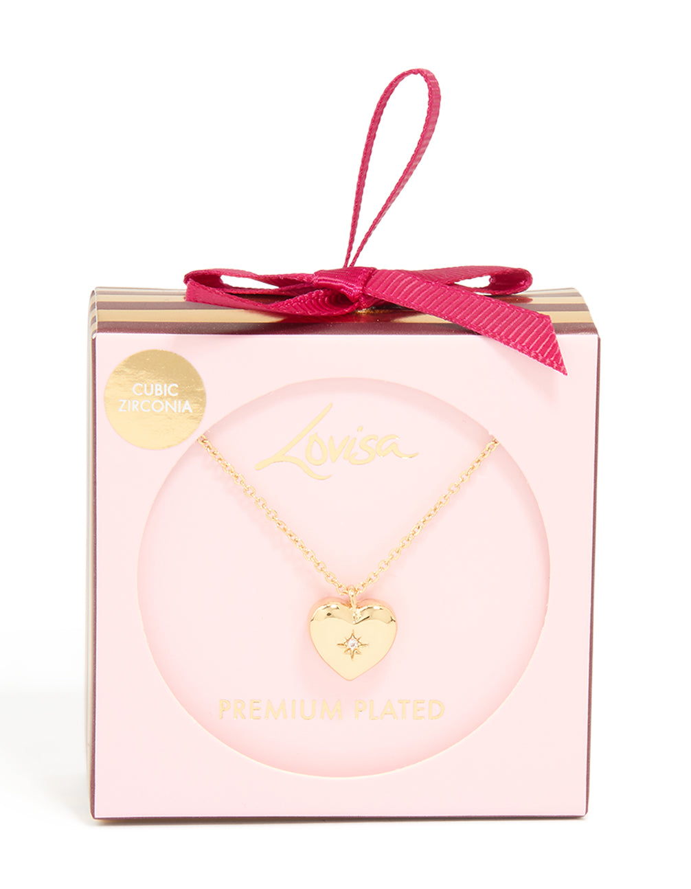 Gold Plated Cubic Zirconia Heart Locket Necklace