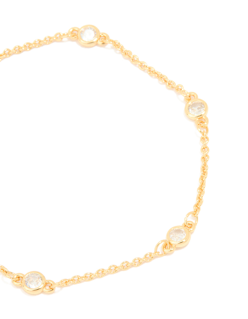 Gold Plated Cubic Zirconia Round Station Bracelet