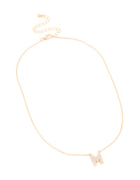 Kids Gold Cubic Zirconia Letter M Necklace - link has visual effect only