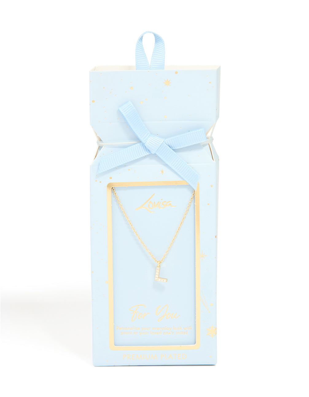 Gold Plated Brass Cubic Zirconia Letter L Necklace