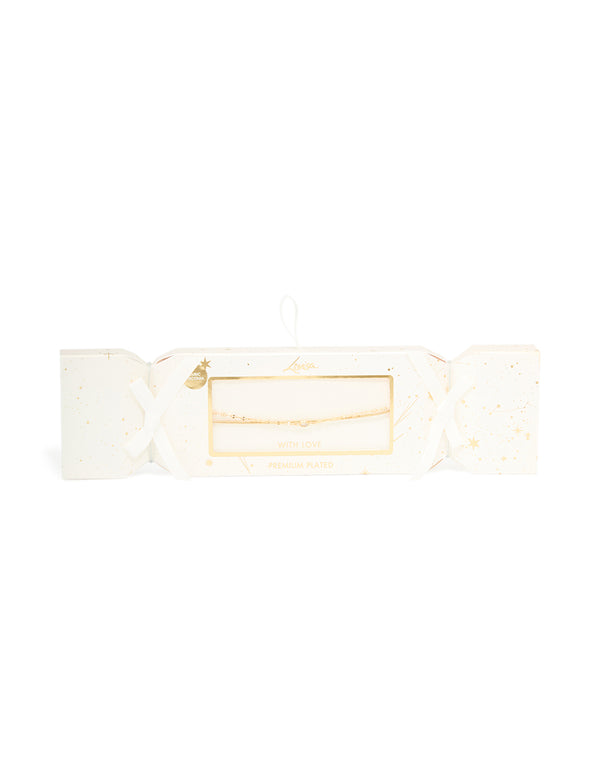 Gold Plated Cubic Zirconia & Chain Layered Bracelet
