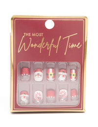 Santa Candy Cane Press-On Nail Set - link has visual effect only