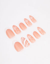 White Snowflake Press-On Nail Set - link has visual effect only