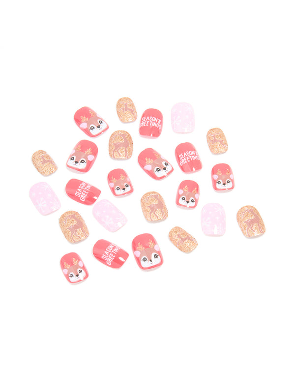 Seasons Greetings & Reindeer Press-On Nail Set