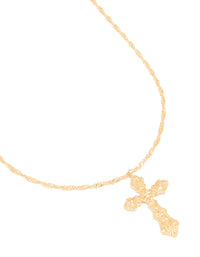 Gold Plated Extra Large Decorative Cross Necklace - link has visual effect only