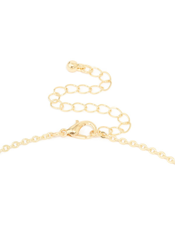 Gold Plated Black Pearl Rosary Necklace