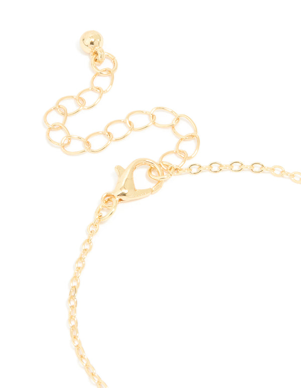 Gold Plated Oval Mary Cross Charm Bracelet