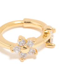 Gold Plated Surgical Steel Cubic Zirconia Floral Clicker Ring - link has visual effect only