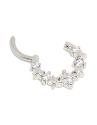 Surgical Steel Cubic Zirconia Floral Clicker Ring - link has visual effect only