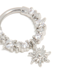 Surgical Steel Cubic Zirconia Celestial Star Drop Clicker Ring - link has visual effect only