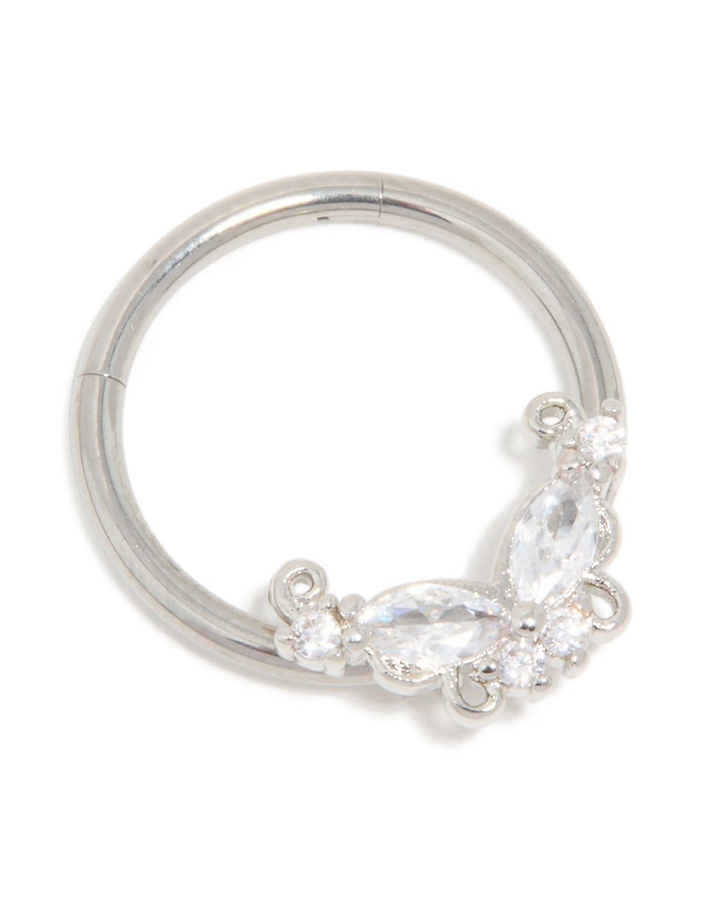 Titanium Cubic Zirconia Vine Nipple Ring