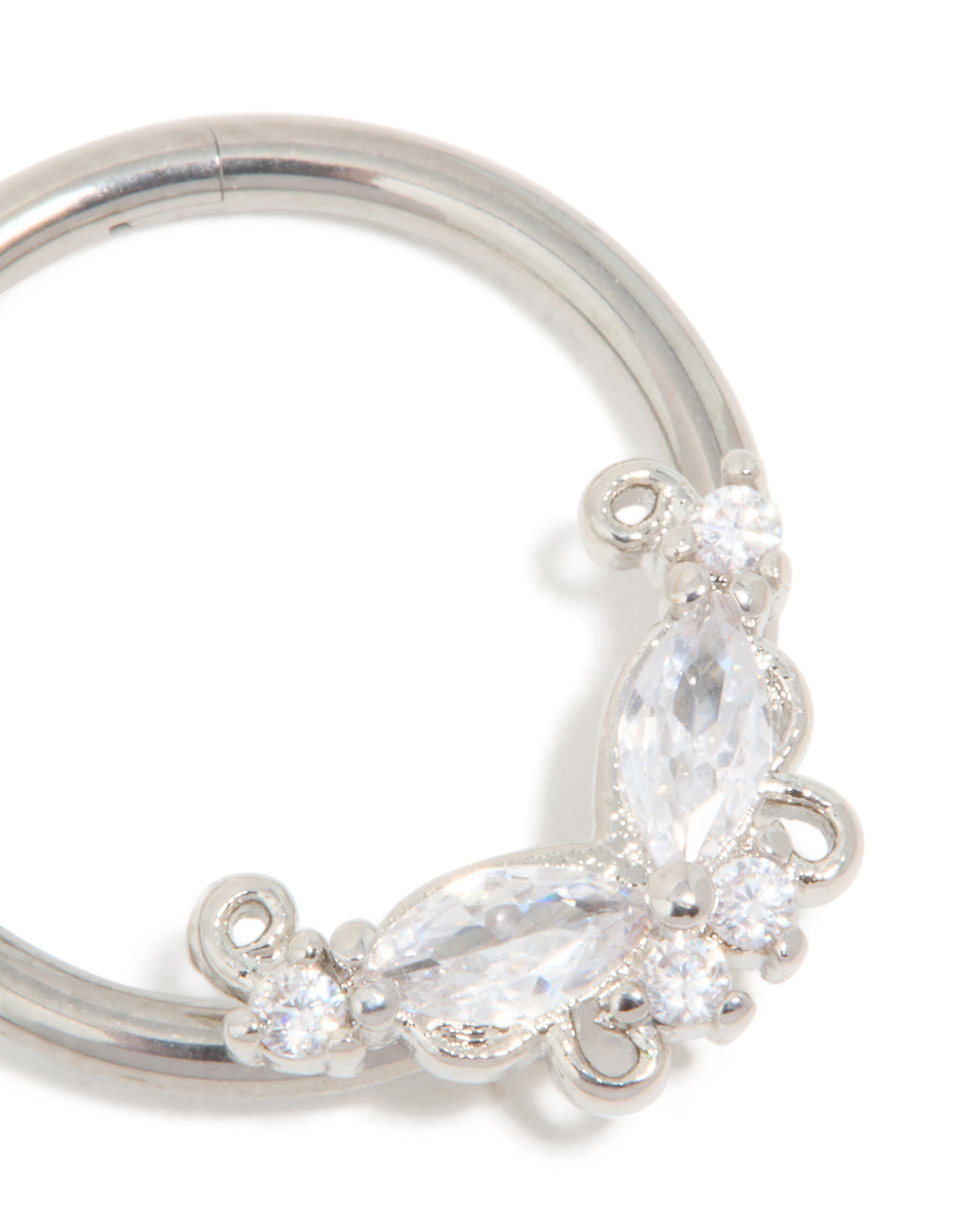 Titanium Cubic Zirconia Vine Nipple Ring