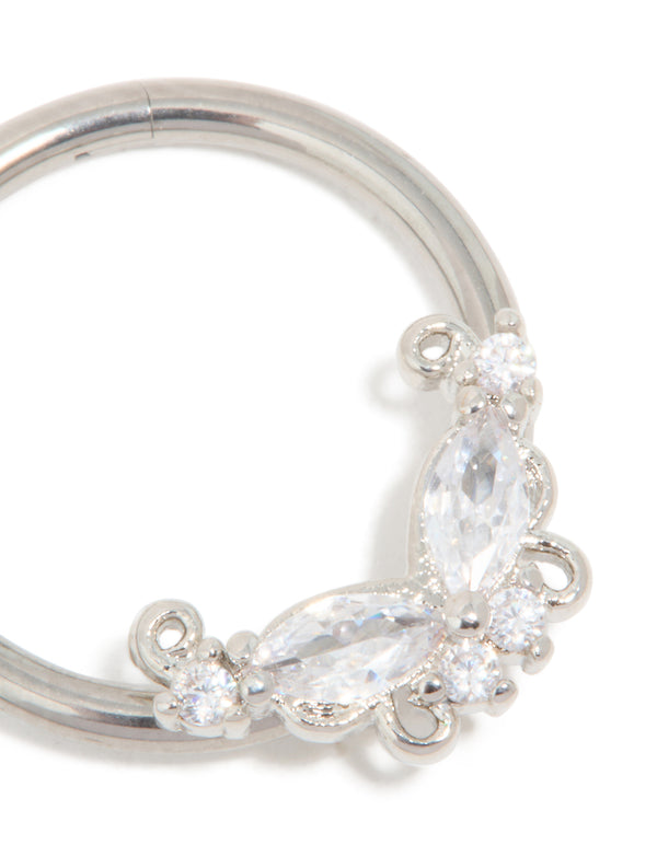 Titanium Cubic Zirconia Vine Nipple Ring