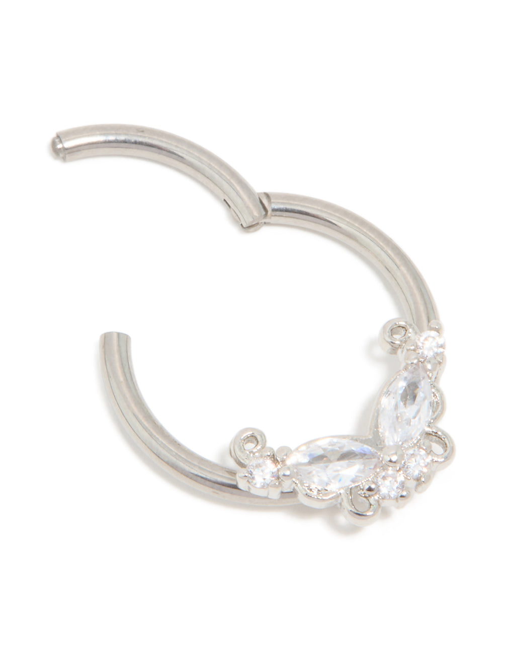 Titanium Cubic Zirconia Vine Nipple Ring