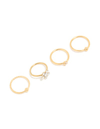 Gold Plated Titanium Cubic Zirconia Mixed Nose Rings 4-Pack - link has visual effect only