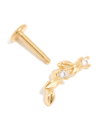 Gold Plated Titanium Vine Single Flat Back Stud - link has visual effect only