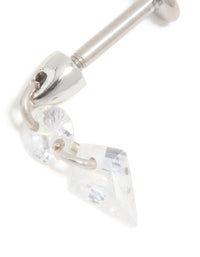 Titanium Cubic Zirconia Droplet Single Flat Back Stud - link has visual effect only