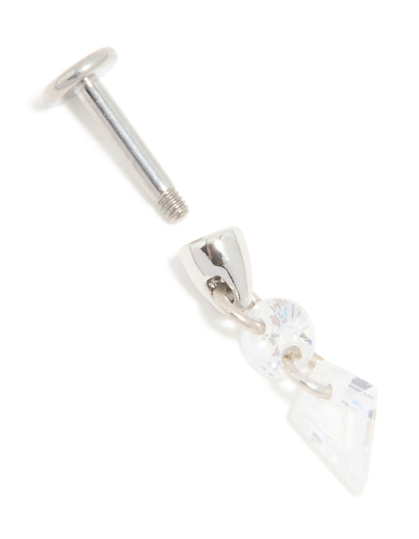 Titanium Cubic Zirconia Droplet Single Flat Back Stud