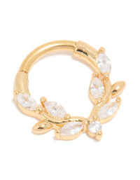 Gold Plated Titanium Cubic Zirconia Vine Clicker Ring - link has visual effect only