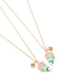 Kids Gold Rainbow BFF Heart Necklace Pack - link has visual effect only