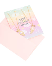 Kids Gold Unicorn BFF Heart Necklace Pack - link has visual effect only