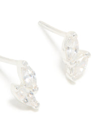 Sterling Silver Cubic Zirconia Cluster Stud Earrings - link has visual effect only