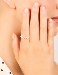 Sterling Silver Cubic Zirconia Love Ring - link has visual effect only