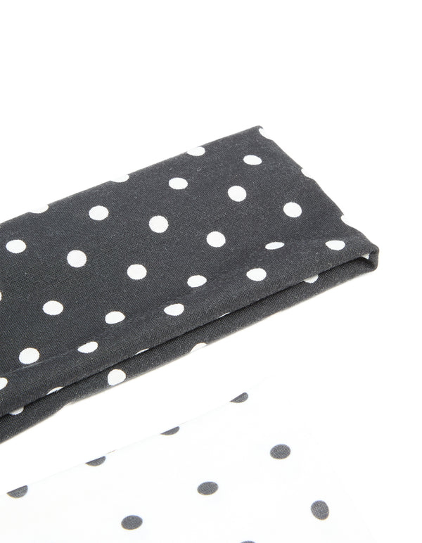 White & Black Polka Dot Stretch Fabric Headbands 2-Pack