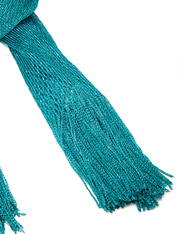 Dark Aqua Draped Fabric Scarf
