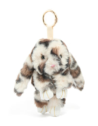 Grey Spotted Fabric Bunny Key Chain - link has visual effect only