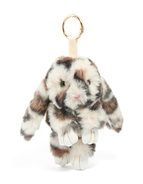 Grey Spotted Fabric Bunny Key Chain
