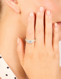 Silver Plated Round Cubic Zirconia Elegant Ring - link has visual effect only