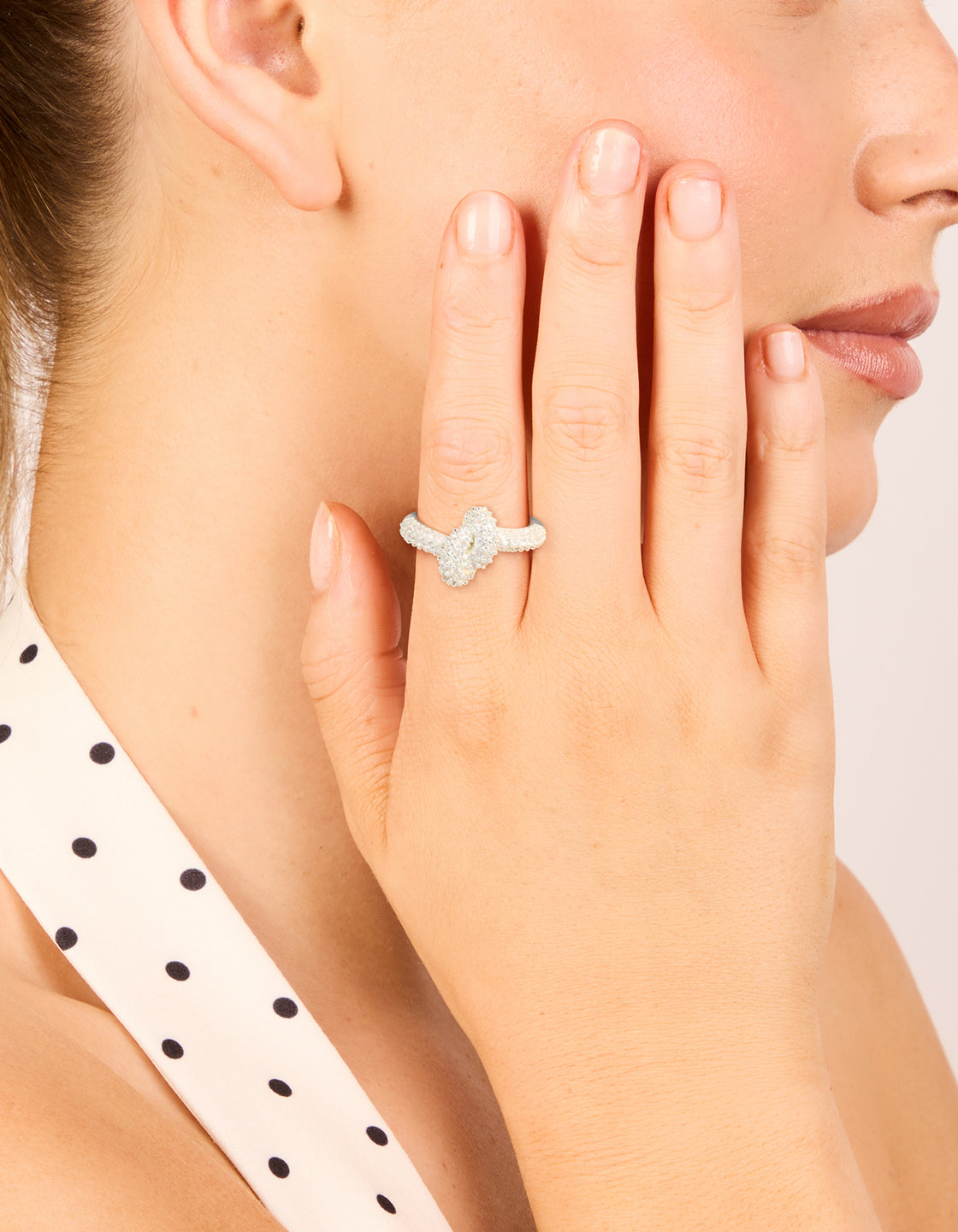 Silver Plated Cubic Zirconia Modern Knot Ring