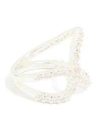 Silver Plated Cubic Zirconia Large Open Loop Ring - link has visual effect only