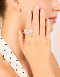 Silver Plated Cubic Zirconia Leaf Wrap Ring - link has visual effect only