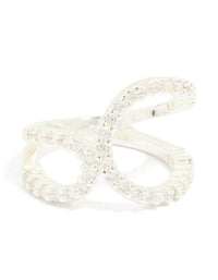 Silver Plated Cubic Zirconia Large Open Loop Ring - link has visual effect only