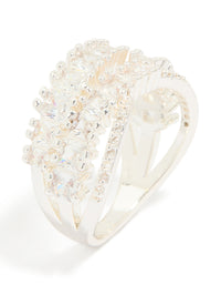 Silver Plated Cubic Zirconia Crossover Layered Ring - link has visual effect only