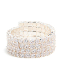 Silver Plated Cubic Zirconia 4-Row Wrap Ring - link has visual effect only