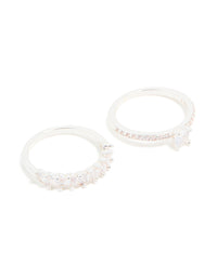 Silver Plated Cubic Zirconia Stacking Rings 2-Pack - link has visual effect only