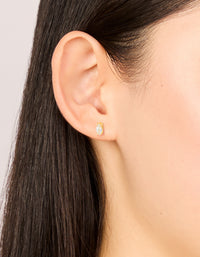 Gold Plated Sterling Silver Cubic Zirconia Oval Stud Earrings - link has visual effect only