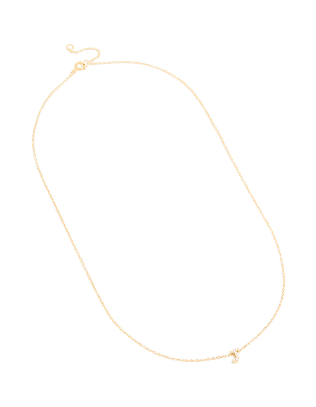 Gold Plated Sterling Silver Cubic Zirconia Pavé Letter J Pendant Necklace