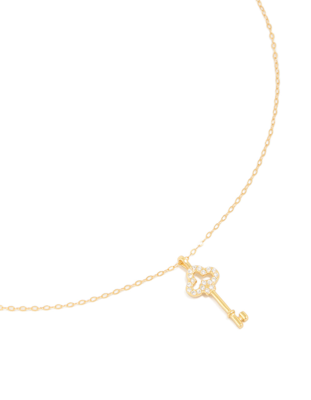Gold Plated Sterling Silver Cubic Zirconia Key Necklace