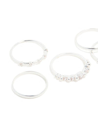 Silver Plated Dainty Cubic Zirconia Stacking Rings 5-Pack - link has visual effect only