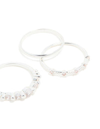 Silver Plated Dainty Cubic Zirconia Stacking Rings 5-Pack - link has visual effect only