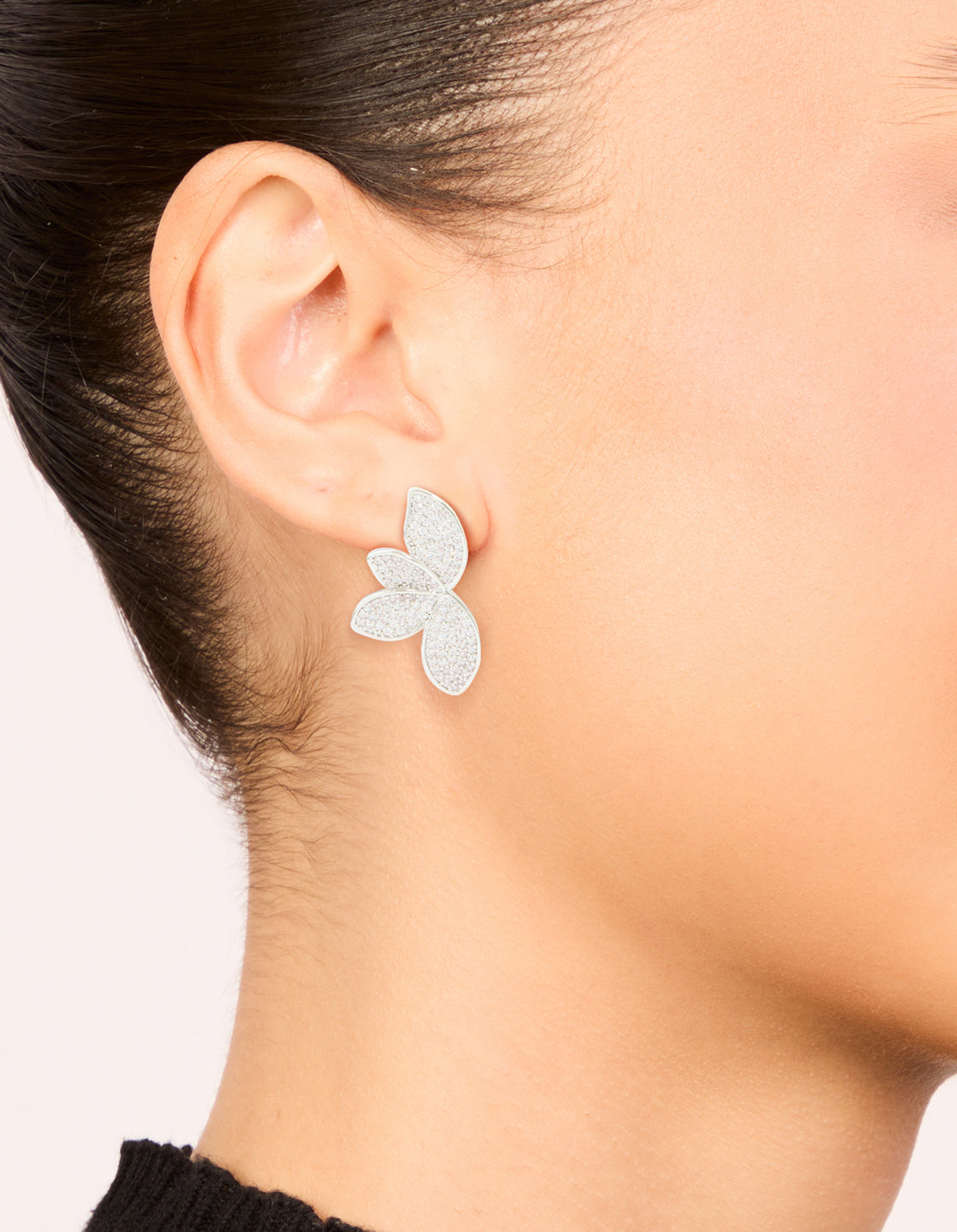 Silver Cubic Zirconia Fan Earrings