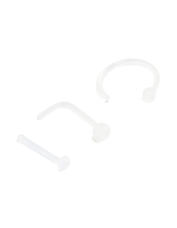 Clear Nose Ring & Studs 3-Pack