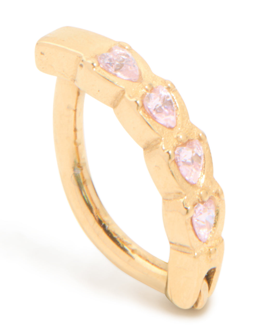 Gold Plated Surgical Steel Diamante Curved Bezel Heart Belly Ring