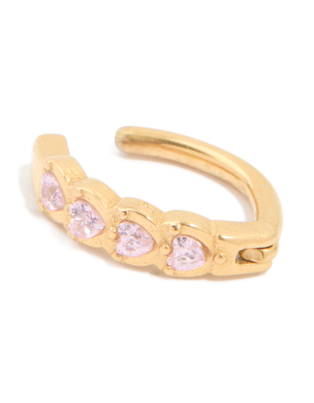 Gold Plated Surgical Steel Diamante Curved Bezel Heart Belly Ring