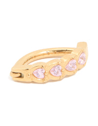 Gold Plated Surgical Steel Diamante Curved Bezel Heart Belly Ring - link has visual effect only